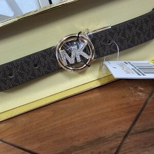 Reversible Michael Kors Brown Belt with Gold Buckle